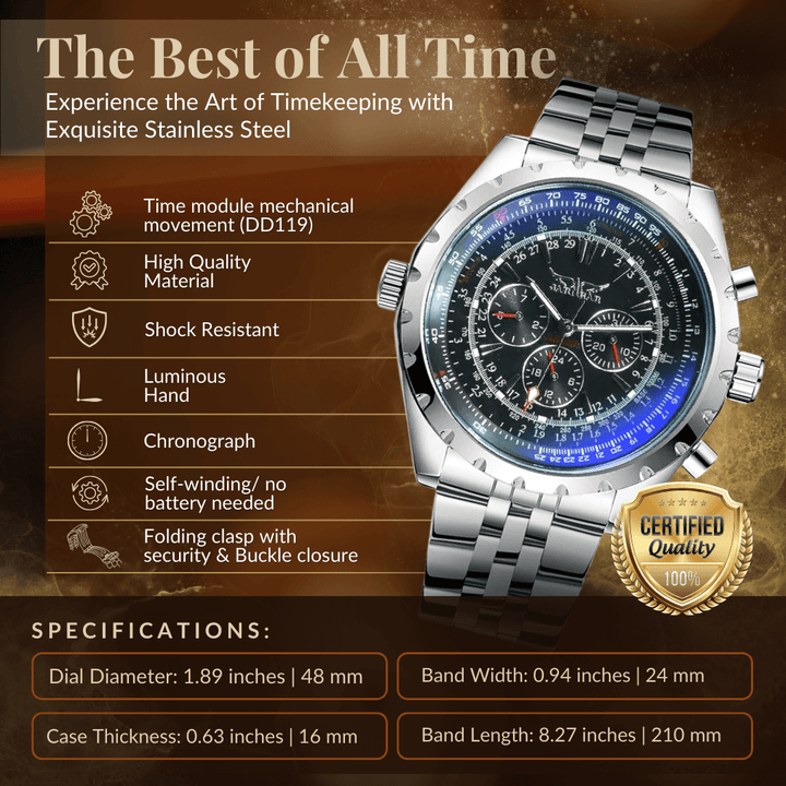 Robust Mekanisk Klocka Med Läderrem