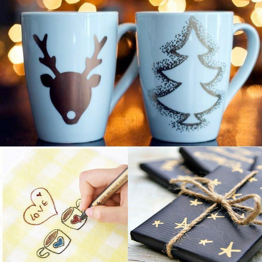 "10 metallic färgpennor, vattentäta, i olika färger för all användning, kreativa projekt och konstverk."