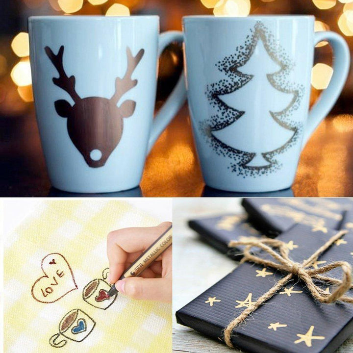 "10 metallic färgpennor, vattentäta, i olika färger för all användning, kreativa projekt och konstverk."