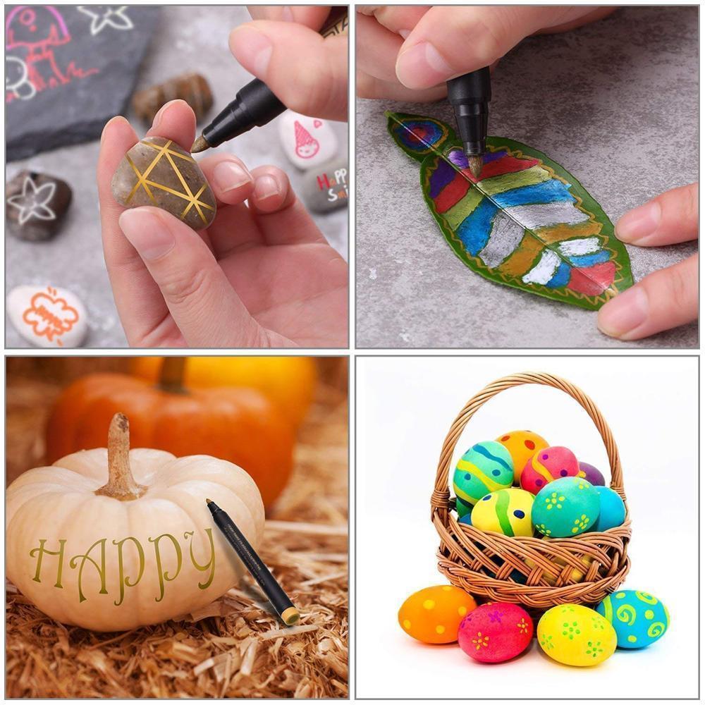 "10 metallic färgpennor, vattentäta, i olika färger för all användning, kreativa projekt och konstverk."