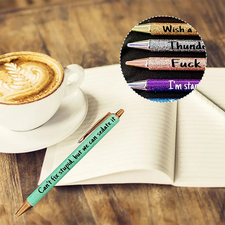 Roliga Kulspetspennor Med Glitter