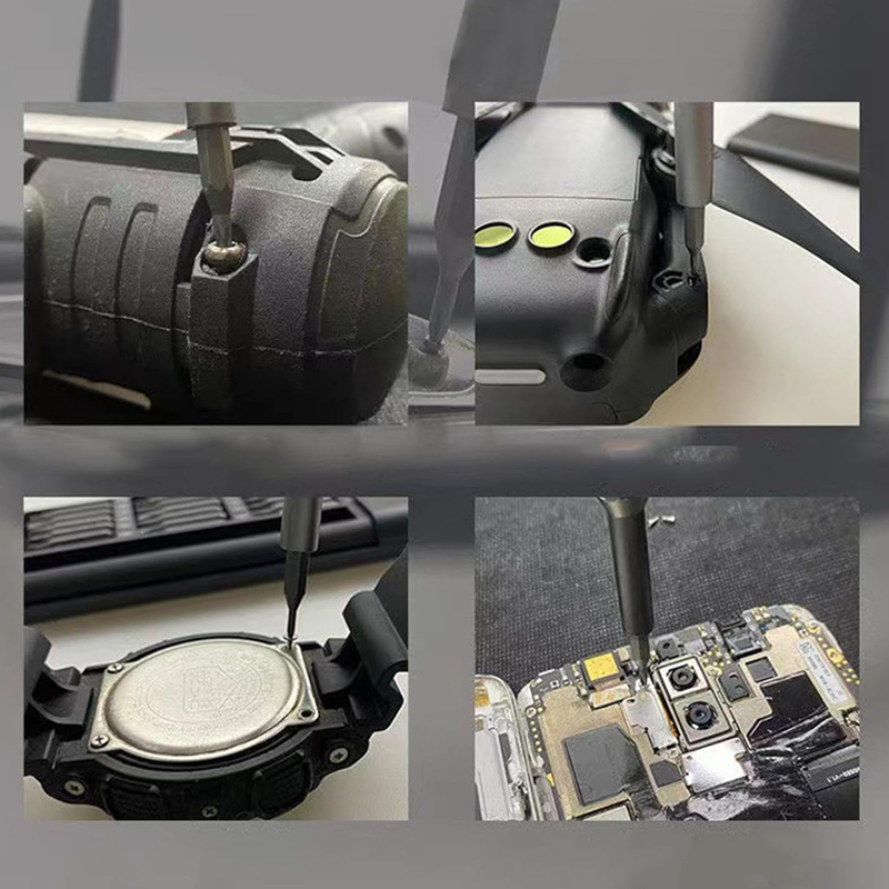 "24 i 1 manuell precisionsskruvmejselsats, aluminiumhandtag, magnetisk hållare, designad för elektronik och känsliga verktyg.