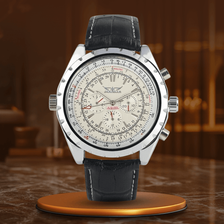 Robust Mekanisk Klocka Med Läderrem