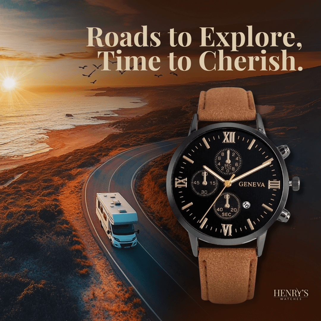 Elegant Analog Quartz Watch with Leather Strap