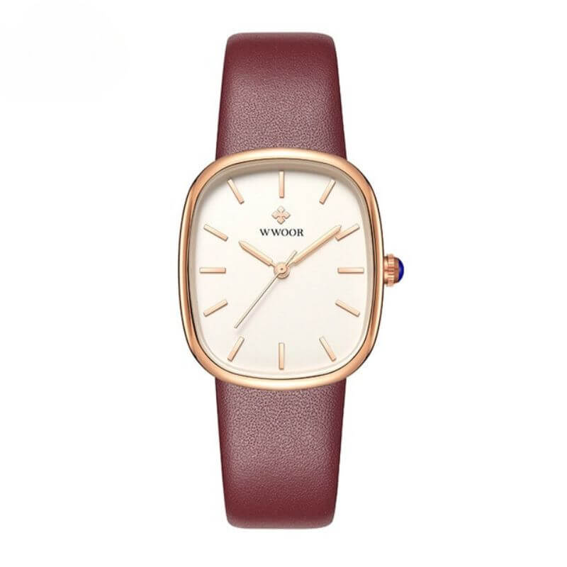 Elegant Kvartsur med Läderrem