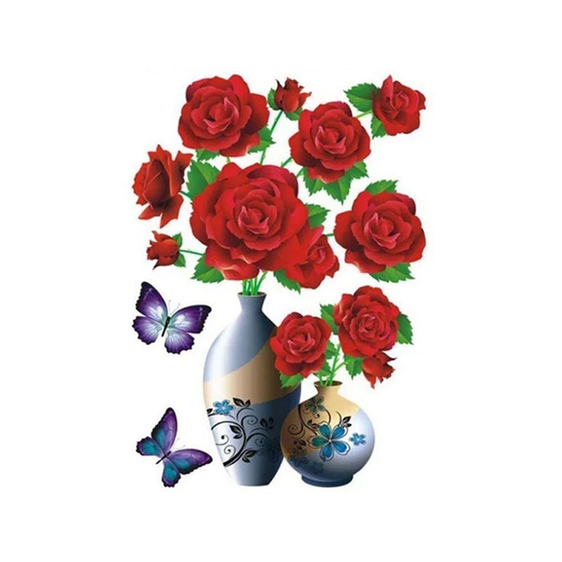 "3D vasklistermärke med realistiska blommor, perfekt för vägg, möbler och kylskåp, ger livlig inredningseffekt."