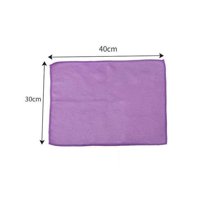 "5-pack mikrofiberrengöringsdukar i olika färger, 30x40 cm, stark vattenabsorption för skinande rena ytor i hemmet."