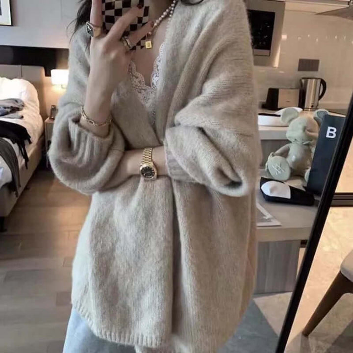 Varm och mysig tjock stickad cardigan för damer