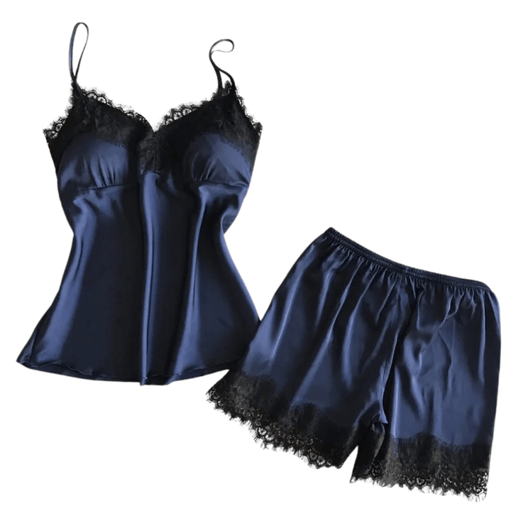 Satin Pyjamas Set med V-ringning