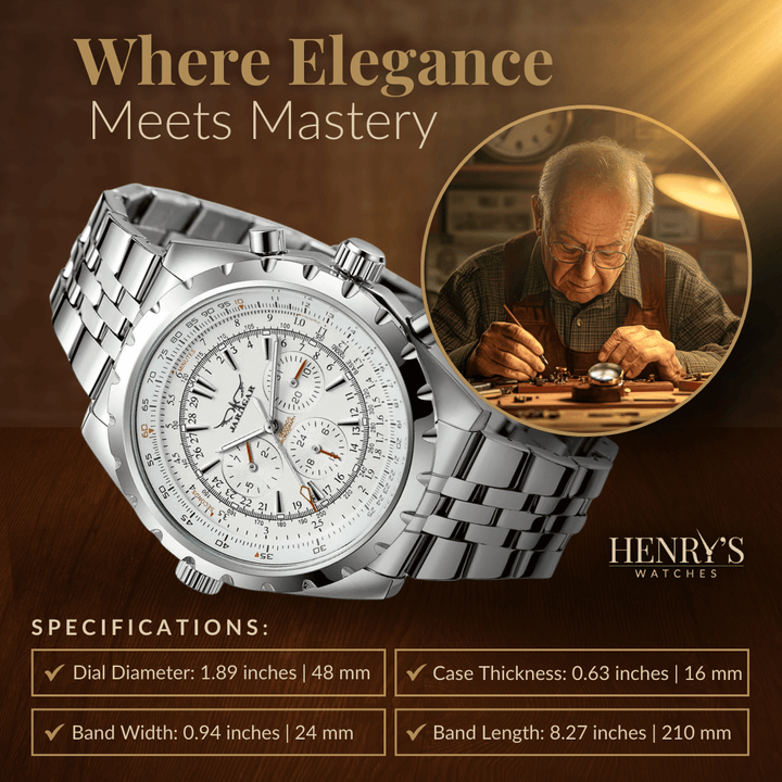 Robust Mekanisk Klocka Med Läderrem