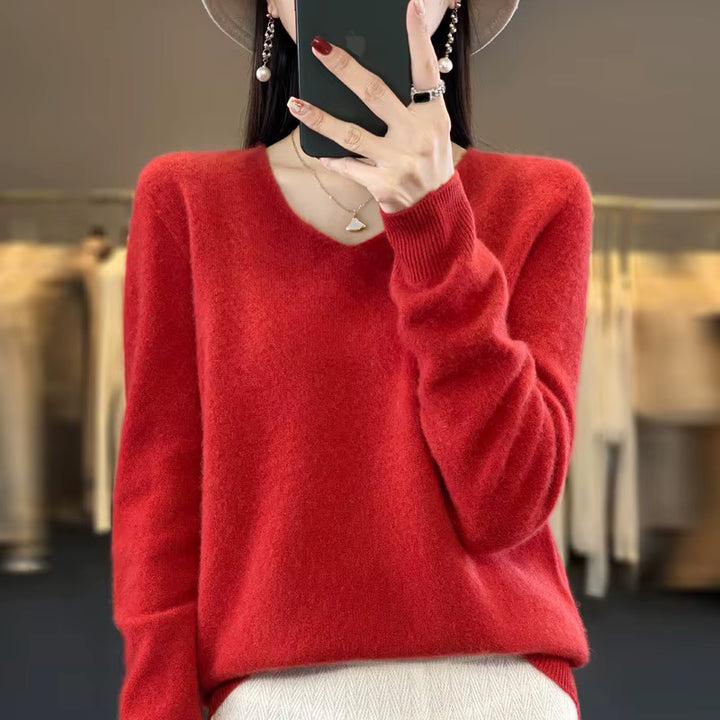 Damtröja i Ullstil med V-ringning