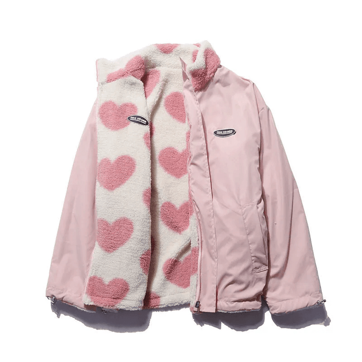 Dubbelsidig Hjärtjacka - Chic och Värmande Design