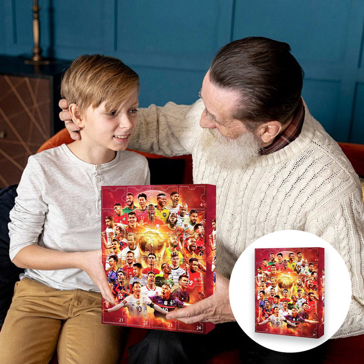 "Adventskalender för VM 2024 med vintriga teman, julöverraskningar, ca 30x18x5 cm, perfekt som juldekoration."