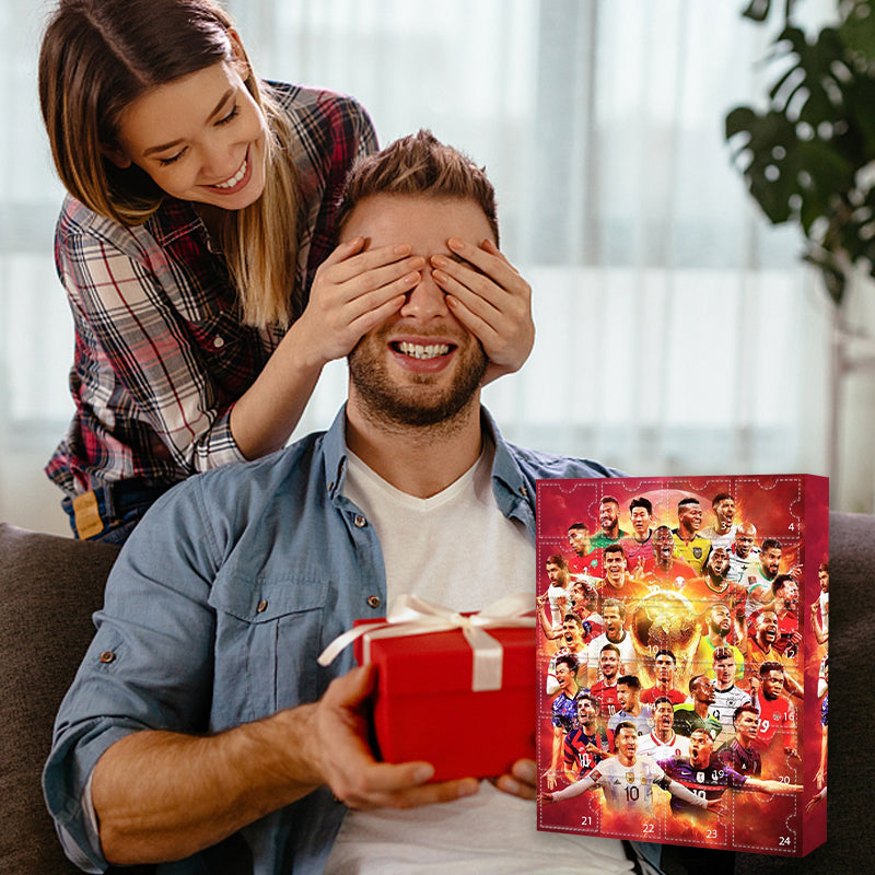 "Adventskalender för VM 2024 med vintriga teman, julöverraskningar, ca 30x18x5 cm, perfekt som juldekoration."