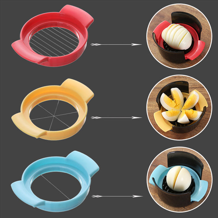 "Äggskärare i rostfritt stål och ABS, elegant design, med ergonomiskt handtag, perfekt för enkel äggskivning."