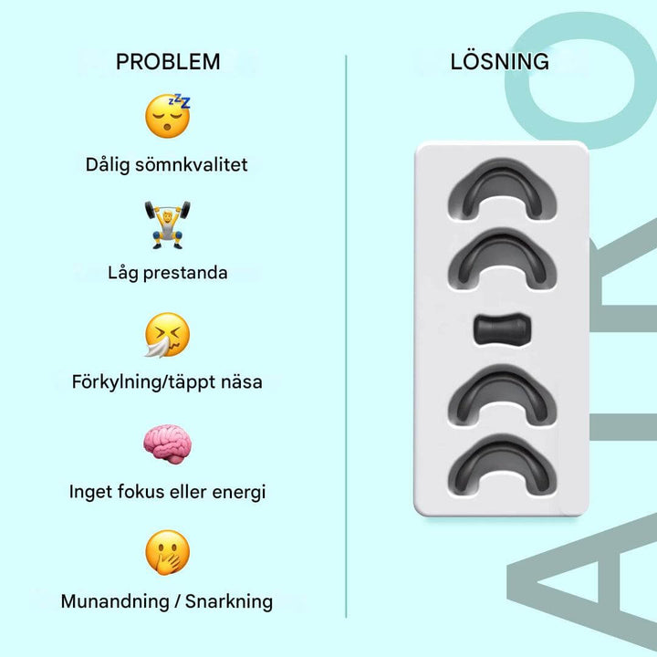 "Airo Magnetisk Näsband i elegant design för bättre andning och sömn, förbättrar luftflödet med modern magnetteknik."
