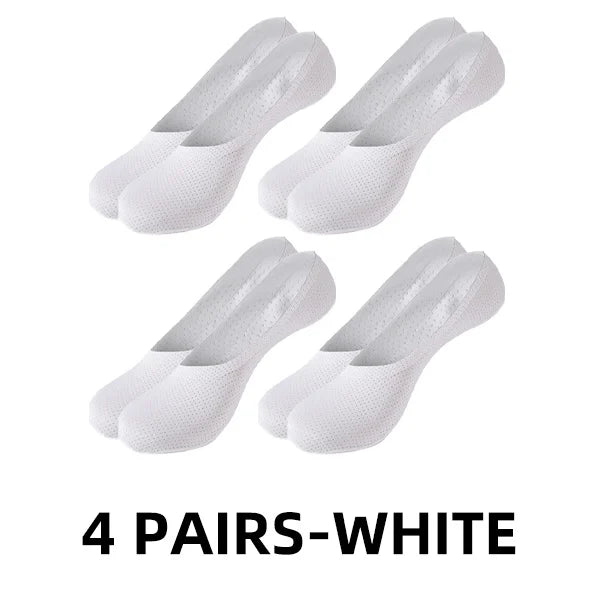 Andningsbara silkesstrumpor för sommar, ljus beige färg med silikonhälgrepp, svala och antibakteriella för optimal komfort.