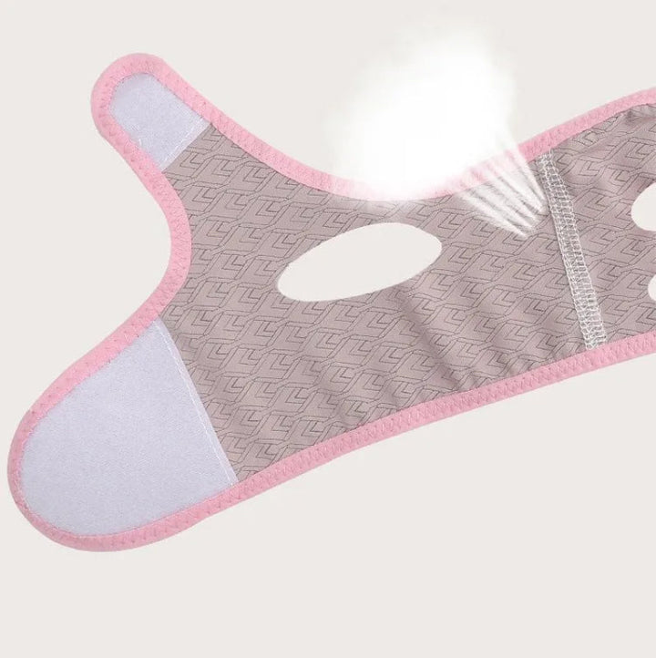 "Ansiktsformande skönhetsmask för v-formad kontur i halvansiktsdesign, eliminerar dubbelhakor med justerbar passform."