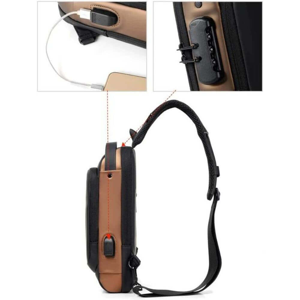 Anti - Stöld Slingväska – Säkerhet, Stil & USB - port för Män och Kvinnor - Glowseva