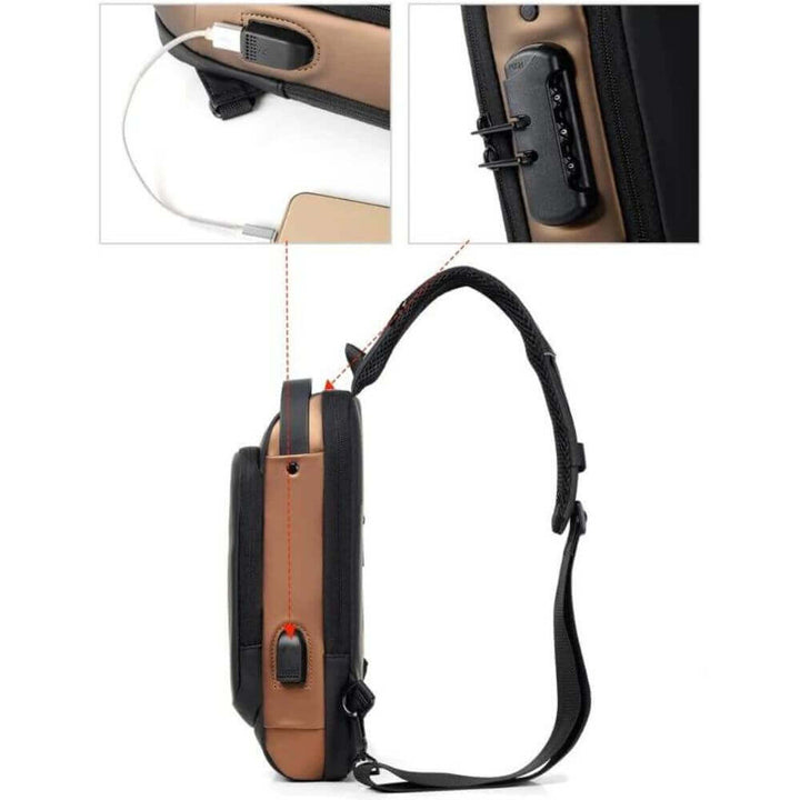 Anti - Stöld Slingväska – Säkerhet, Stil & USB - port för Män och Kvinnor - Glowseva