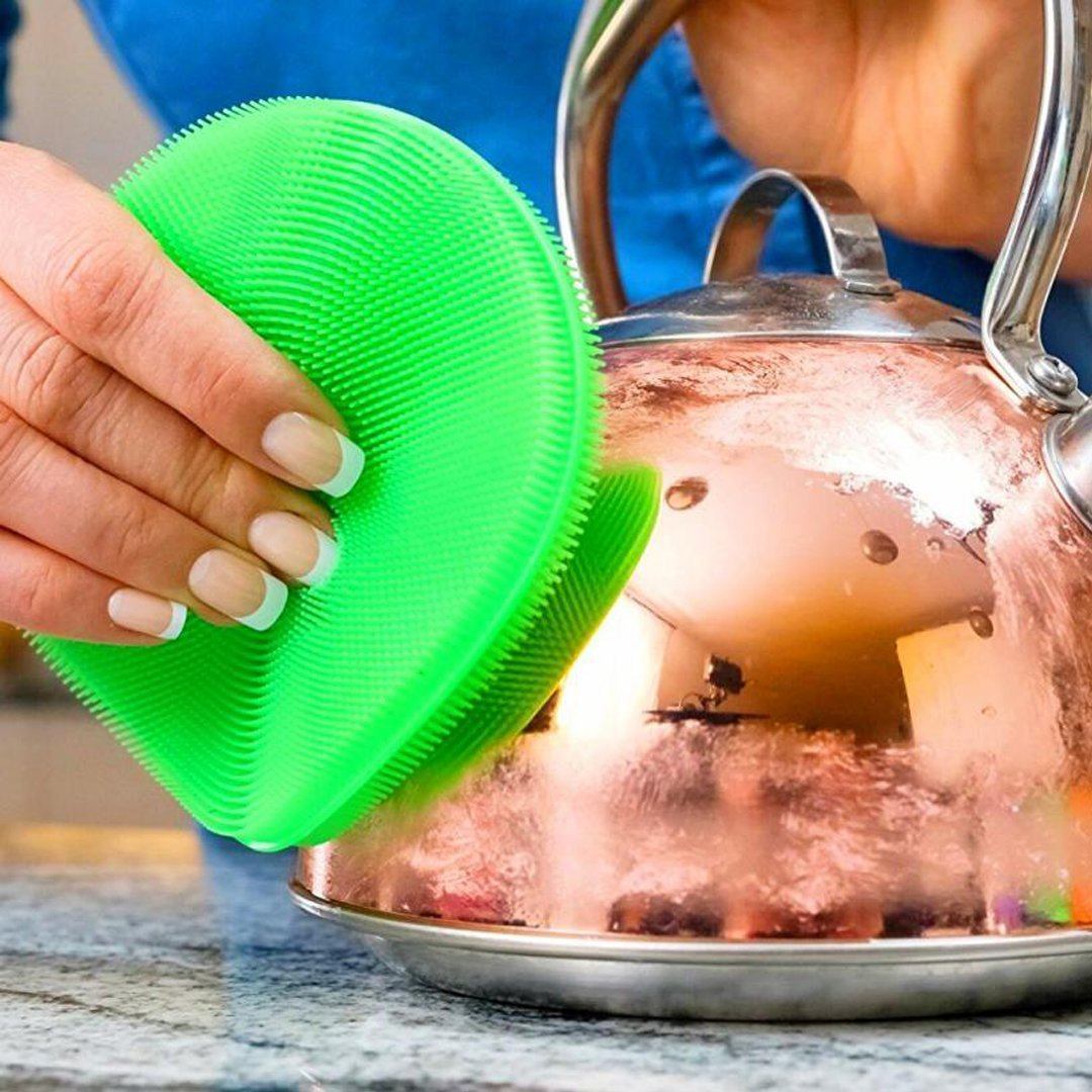 "Antibakteriell silikonsvamp unisex, mångfärgad, 5-i-1 funktion, flexibel och hållbar köksprodukt, set om fem."