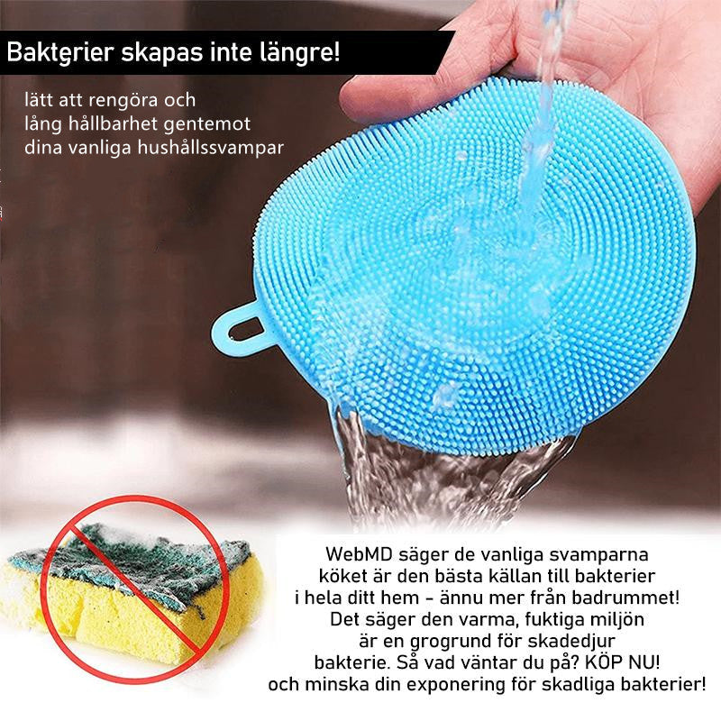 "Antibakteriell silikonsvamp unisex, mångfärgad, 5-i-1 funktion, flexibel och hållbar köksprodukt, set om fem."