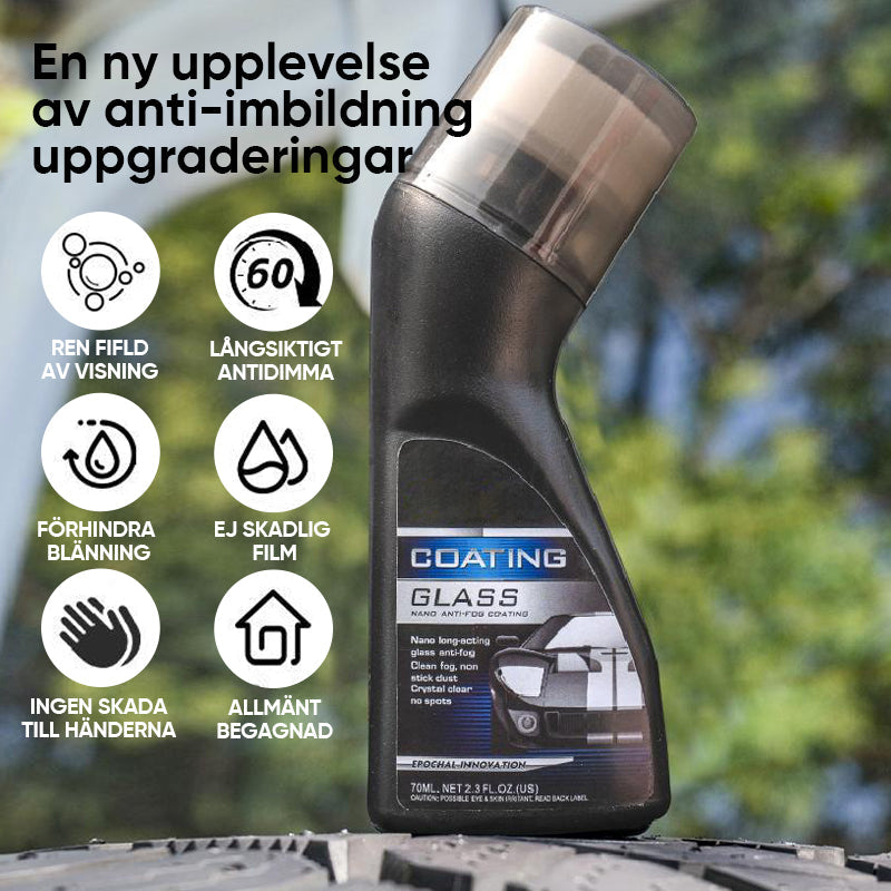 Antifogbeläggning för glas och speglar, säker sikt i alla väder, 70 ml flaska för garage & fordon, lätt att applicera.