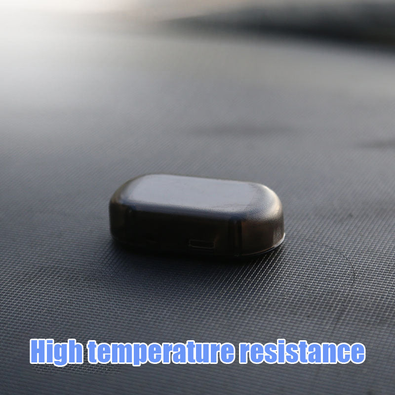 "Antistöld LED-ljus för fordon, solenergi, kompakt design med röda och blå blinkande ljus för ökad säkerhet."