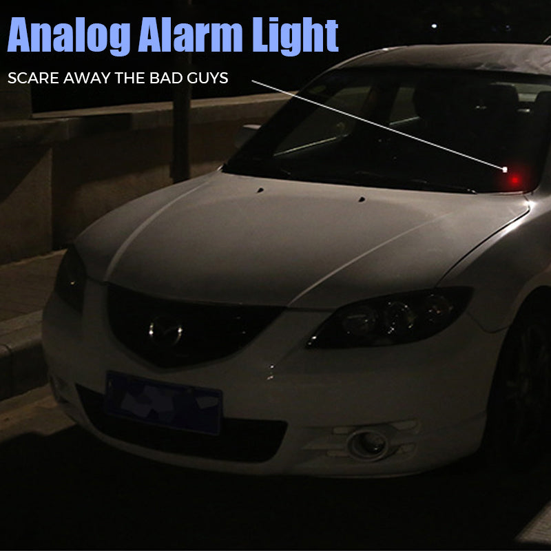 "Antistöld LED-ljus för fordon, solenergi, kompakt design med röda och blå blinkande ljus för ökad säkerhet."