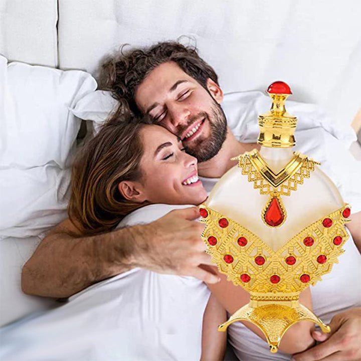 "Ara Dubai blommig doftolja för kvinnor, elegant flaska med ros och bergamottnoter, lyxig kvinnlig parfym."