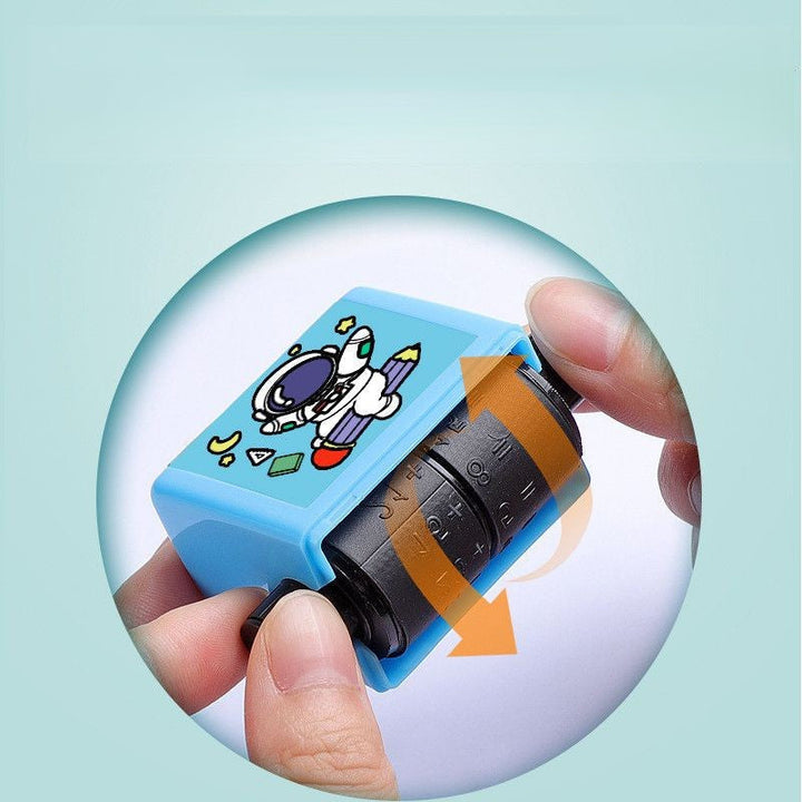 Aritmetiskt sigill för barn i blått, roterbart och färgglatt för addition och subtraktion, kreativ och interaktiv lärande.