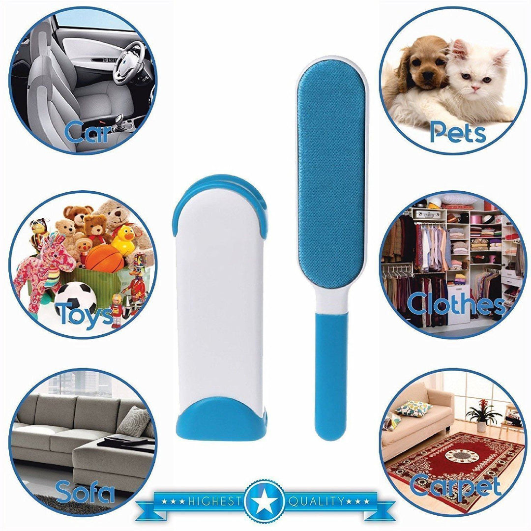 "Återanvändbar blå dubbel klädborste för päls och ludd, ergonomisk, idealisk för djurhår på kläder och möbler."