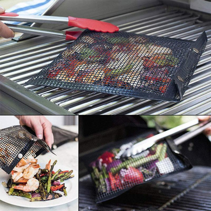 "Återanvändbara BBQ grillpåsar, klibbfria meshpåsar för smidig grillning, ger fina grillmärken, säkra förvaring"