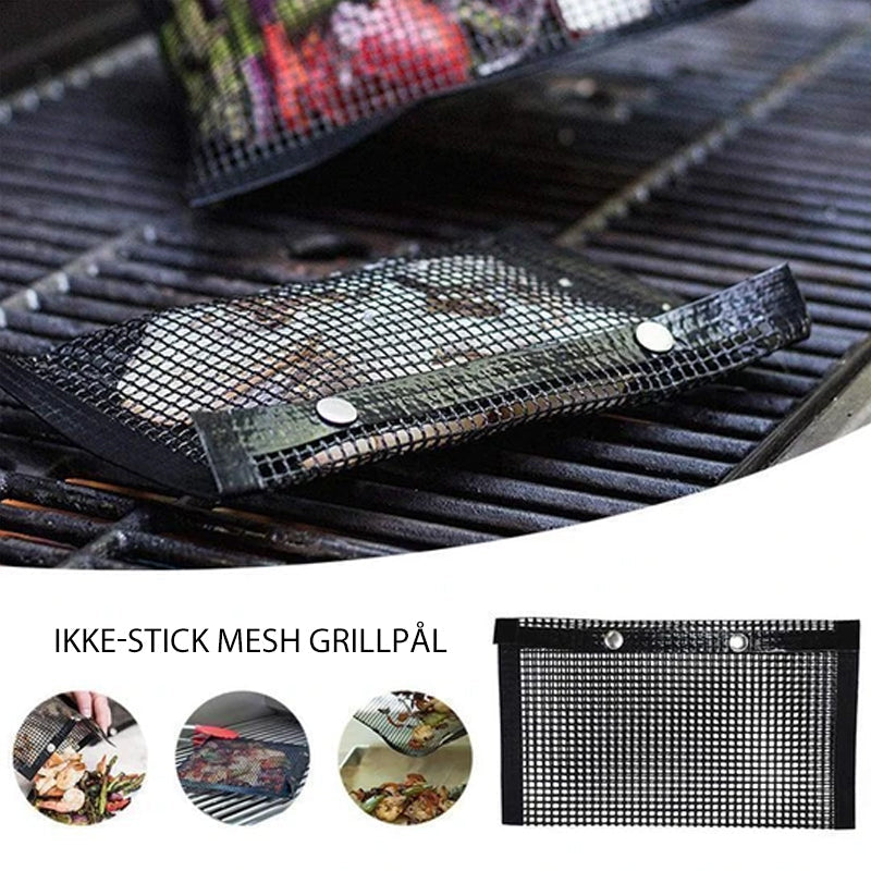 "Återanvändbara BBQ grillpåsar, klibbfria meshpåsar för smidig grillning, ger fina grillmärken, säkra förvaring"