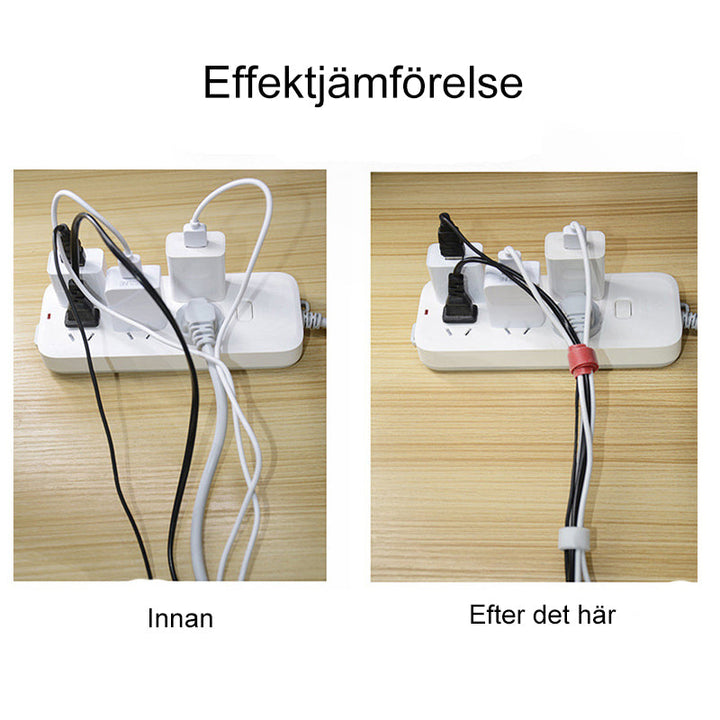 "Återanvändbara kardborresladdband i olika färger, perfekt för bekväm kabelhantering och organisation av kablar."