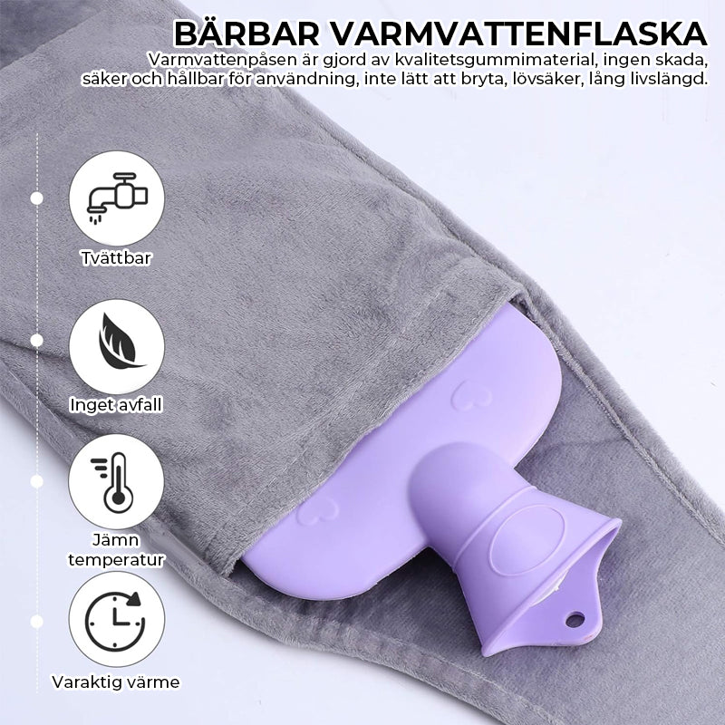 "Återfyllbar värmeflaska med mjukt plyschöverdrag, perfekt för varm och kall terapi, modern design för smärtlindring."