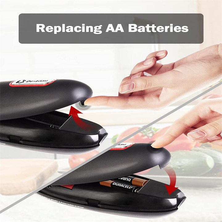 Automatisk flasköppnare och burköppnare, ett praktiskt köksredskap för enkel matlagning.