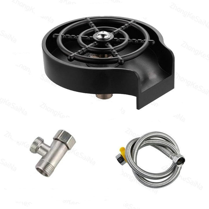 Diskho-monterad automatisk glasrengörare, idealisk för heminredning och barbruk.