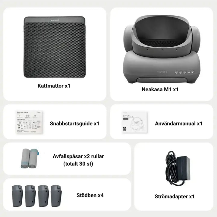 "Automatisk, luktfri kattlåda i svart med självrengörande funktion, säker för katter, rymlig och hygienisk design."