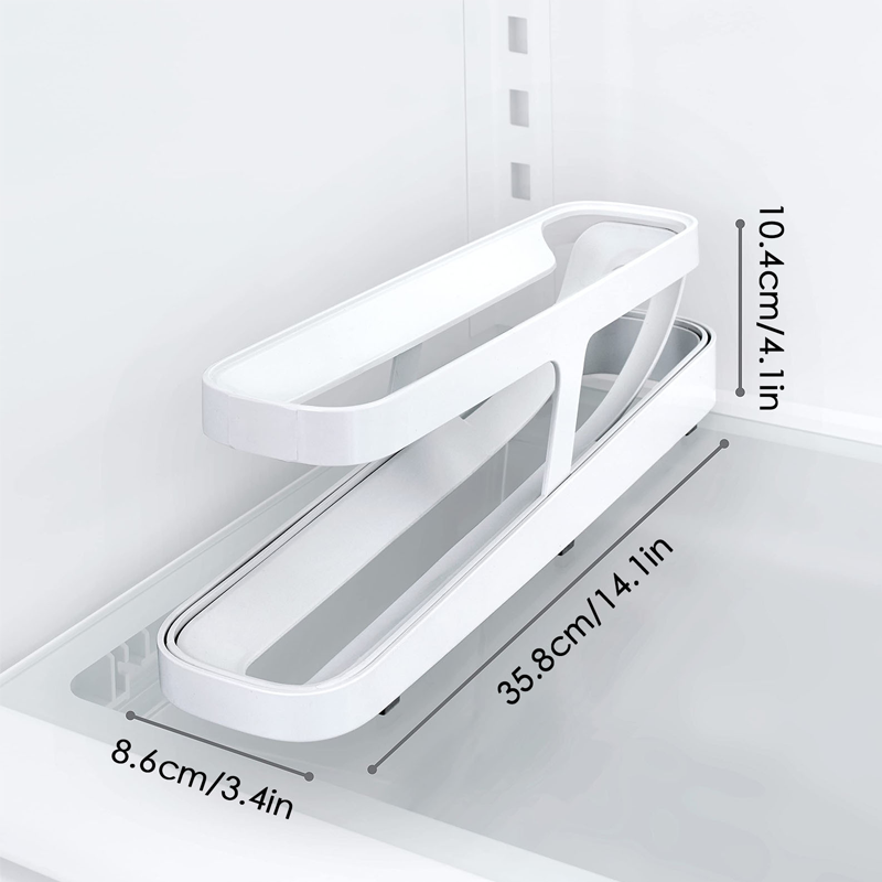Automatisk rullande äggställshållare, kompakt design, stilren tvåvåningshållare för 14 ägg, perfekt för moderna kök.