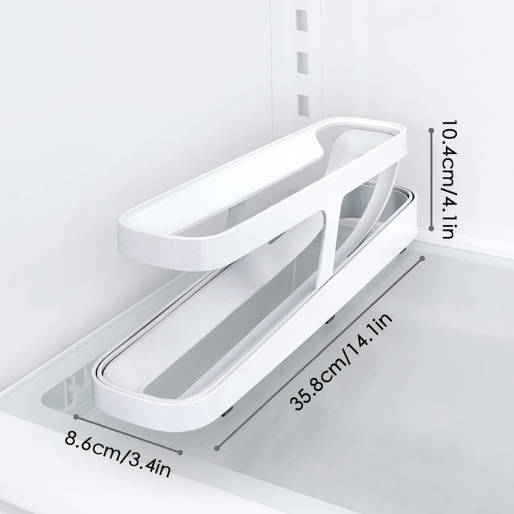 Automatisk rullande äggställshållare, kompakt design, stilren tvåvåningshållare för 14 ägg, perfekt för moderna kök.