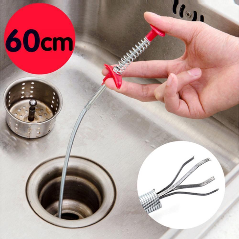 Avloppsrengöringskrok, flexibel design, 60 cm i metall och plast för effektiv rengöring av avlopp i kök och badrum.