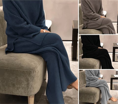 Avslappnad Stickad Tröja och Byxor - Komfort och Stil i Perfekt Harmoni - Glowseva