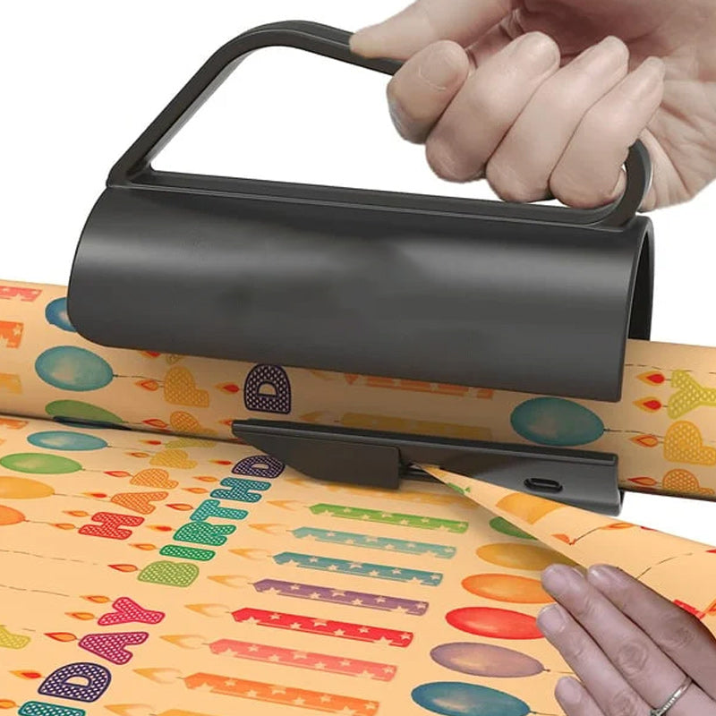 "Avtagbar pappersskärare med svart handtag, säker design för raka snitt, köksredskap, lättanvänd och barnsäker"