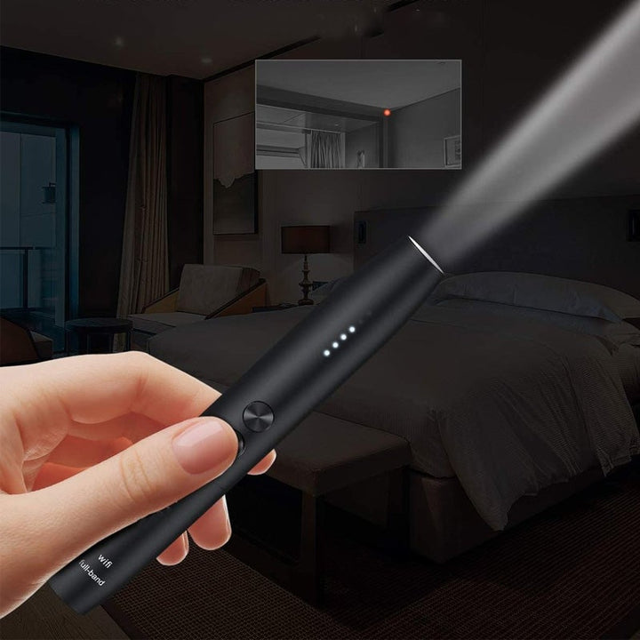 "Bärbar antispiondetektor, ultrakänsligt chip, detekterar dolda kameror och avlyssningsenheter, teknologigadget."