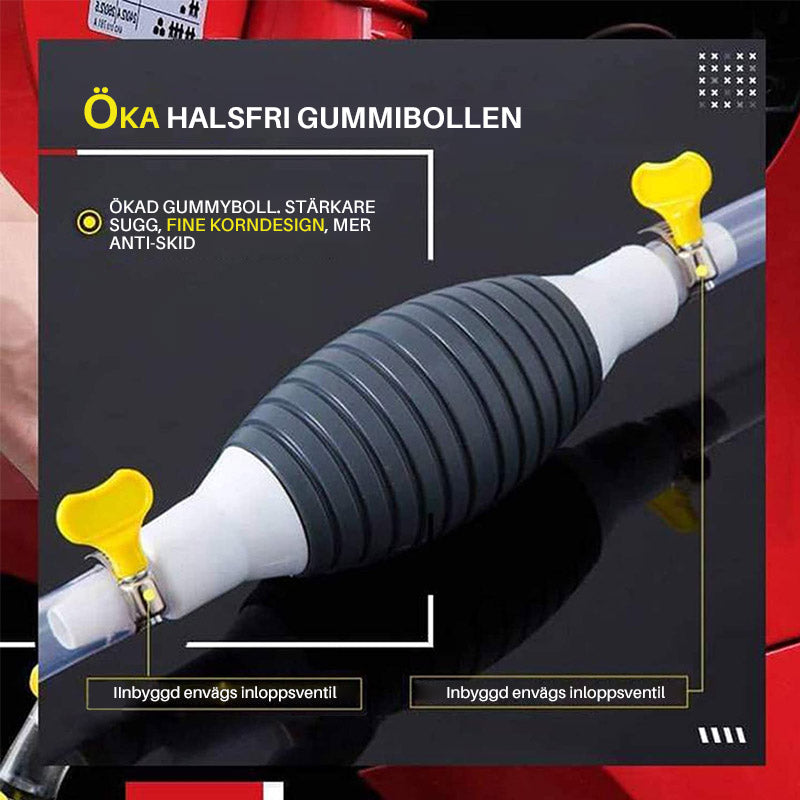 "Bärbar bilbränslepump med slitstark PVC, 1.5 m slang. Idealisk för enkel vätsketransfer av bensin, olja, vatten."