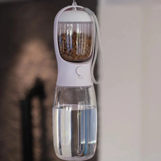 "Bärbar djurflaska med matbox, grön 550ML, läckagesäker, för hund och katt, perfekt för aktiva djurägare på språng."