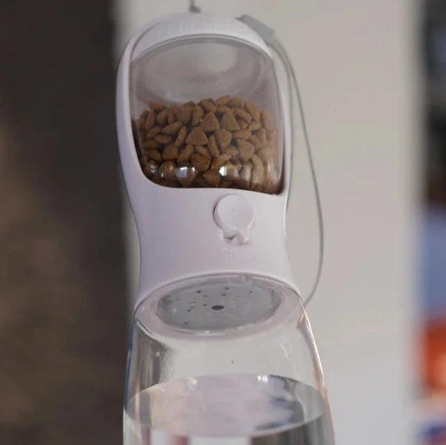 "Bärbar djurflaska med matbox, grön 550ML, läckagesäker, för hund och katt, perfekt för aktiva djurägare på språng."