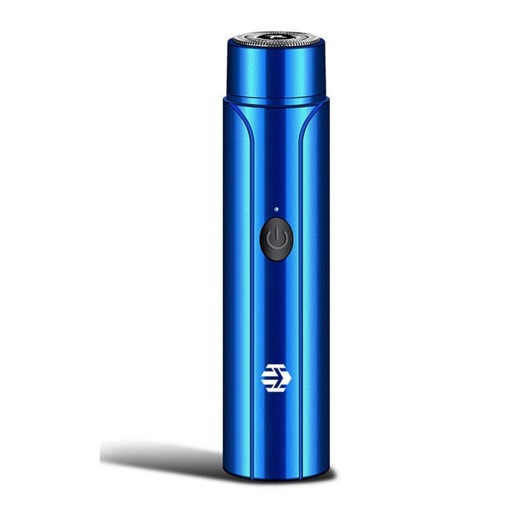 "Bärbar elektrisk rakapparat i aluminium, kompakt design, svart färg, perfekt för ansikte och kropp, IPX7 vattentät."