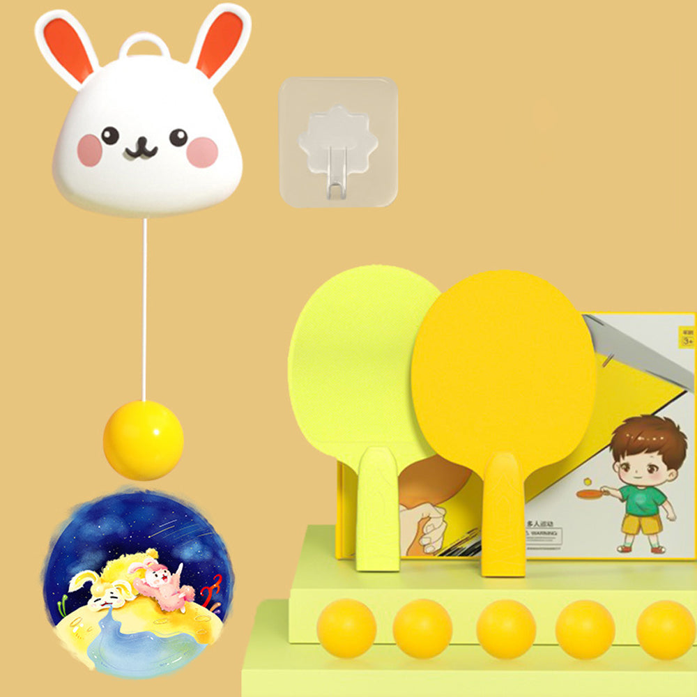 "Bärbar hängande bordtennistränare för inomhusbruk, justerbar och multifunktionell med PVC-material, enkel installation."